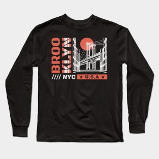 brooklin new york city building bridge Long Sleeve T-Shirt